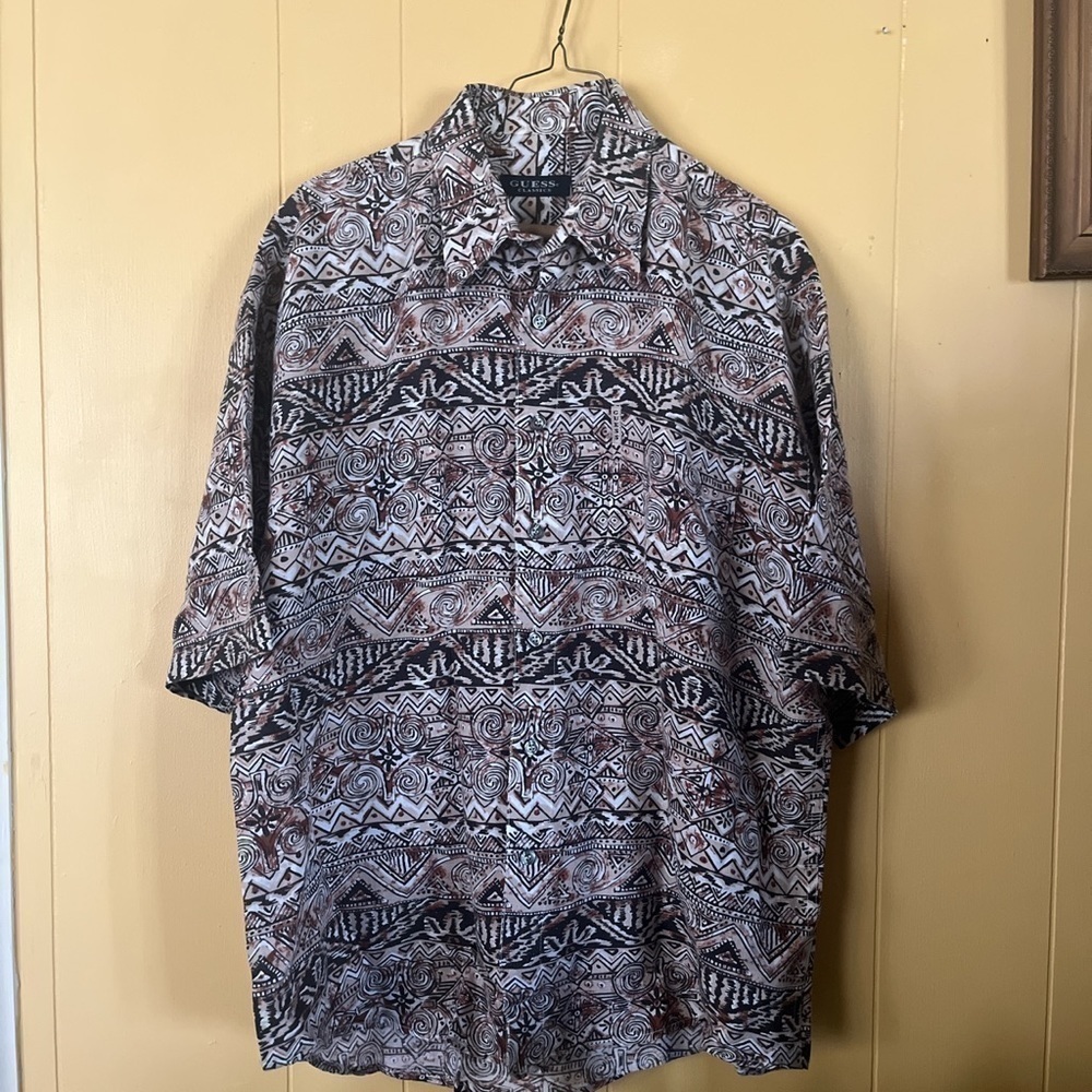 Vintage 90s Guess Men’s Linen Shirt Large